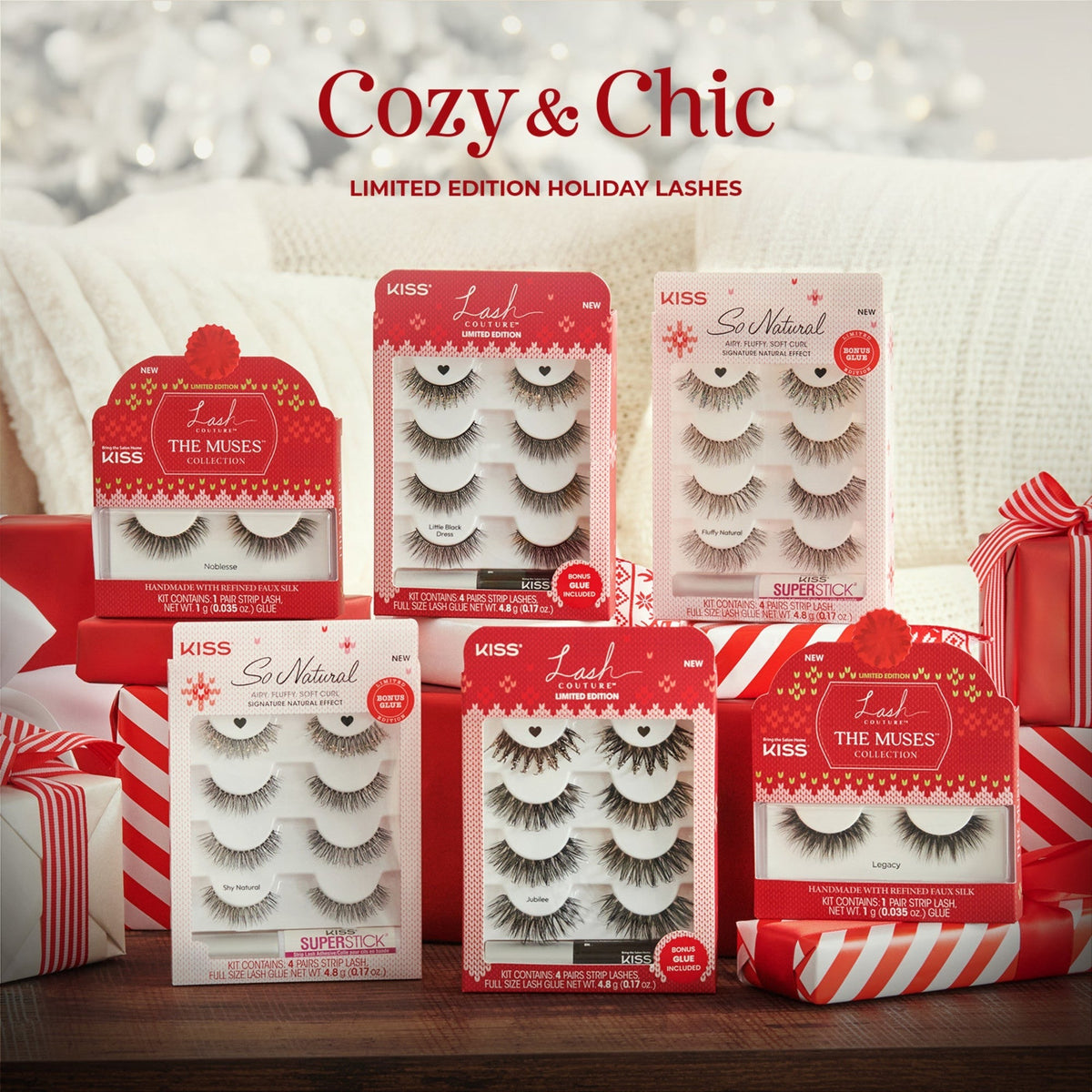 Kiss So Natural Holiday False Eyelashes - Shy Natural | 4 Pairs, Strip Lashes, 8mm-10mm
