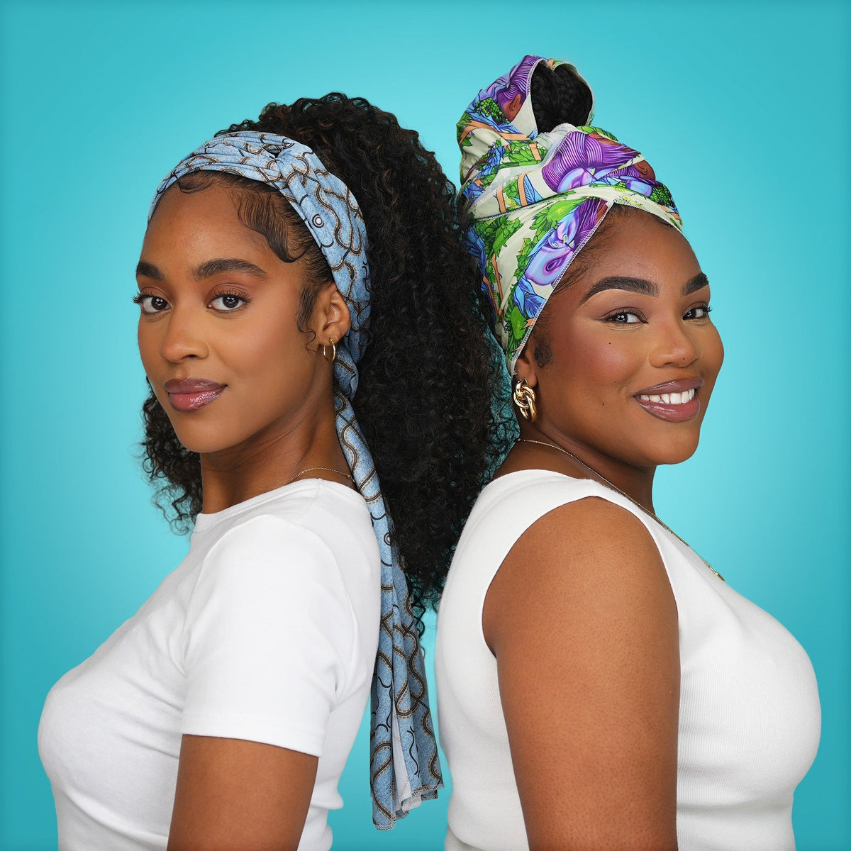 Kiss Colors & Care Limited Edition BIFC Satin Wrap Scarf - Samaria Leah | Head Scarf, Hair Scarf, 60"L x 16"W, Hair Accessories