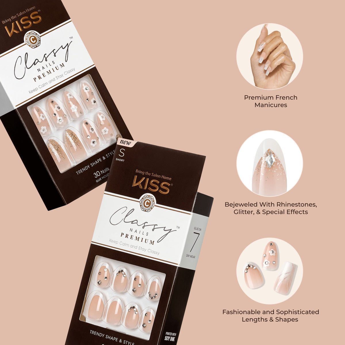 Kiss Classy Premium Press On Glue Nails - Stunning!