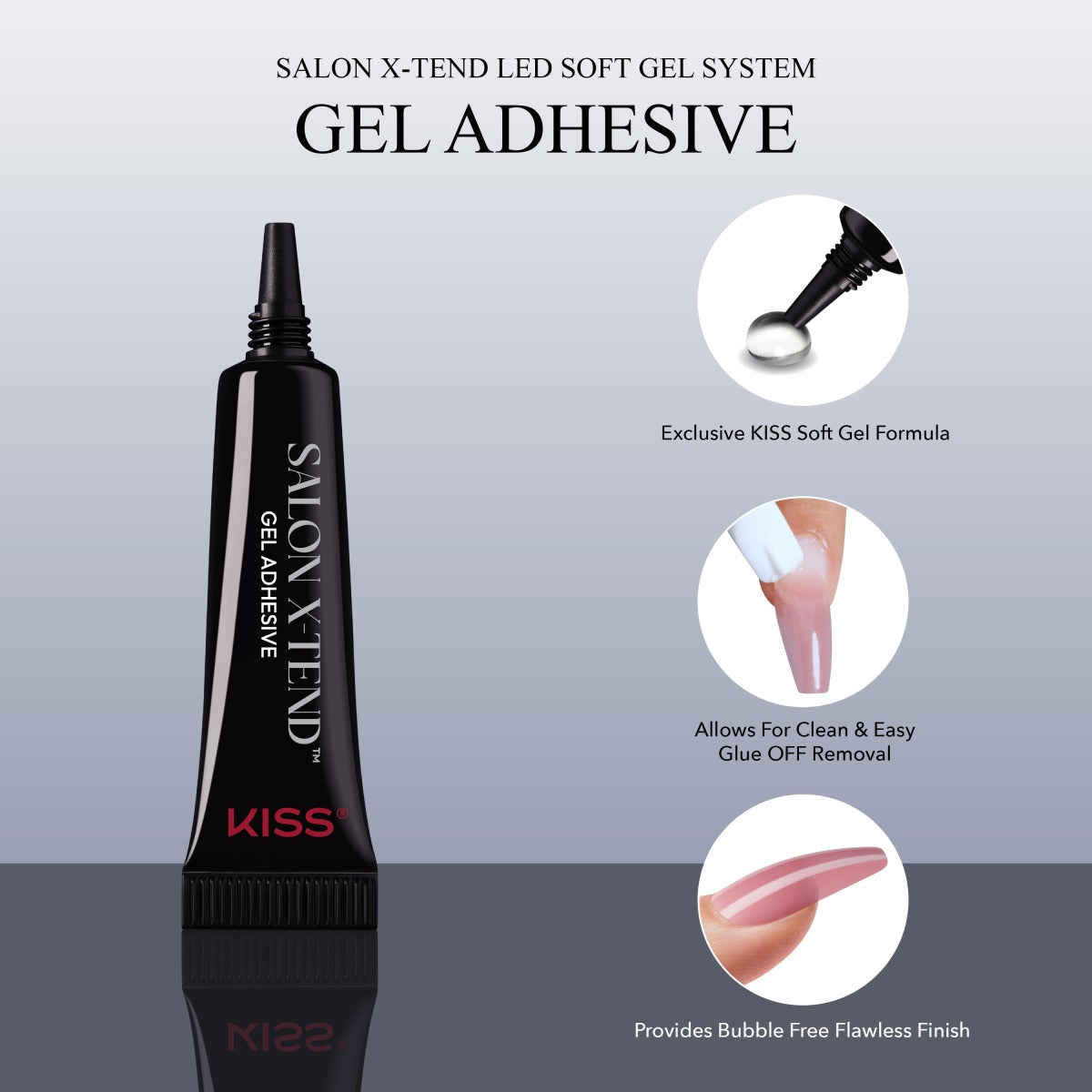 Kiss Salon X-tend LED Soft Gel Press On Nail Starter Kit System - Fiat | Solid, Red, Long, Coffin