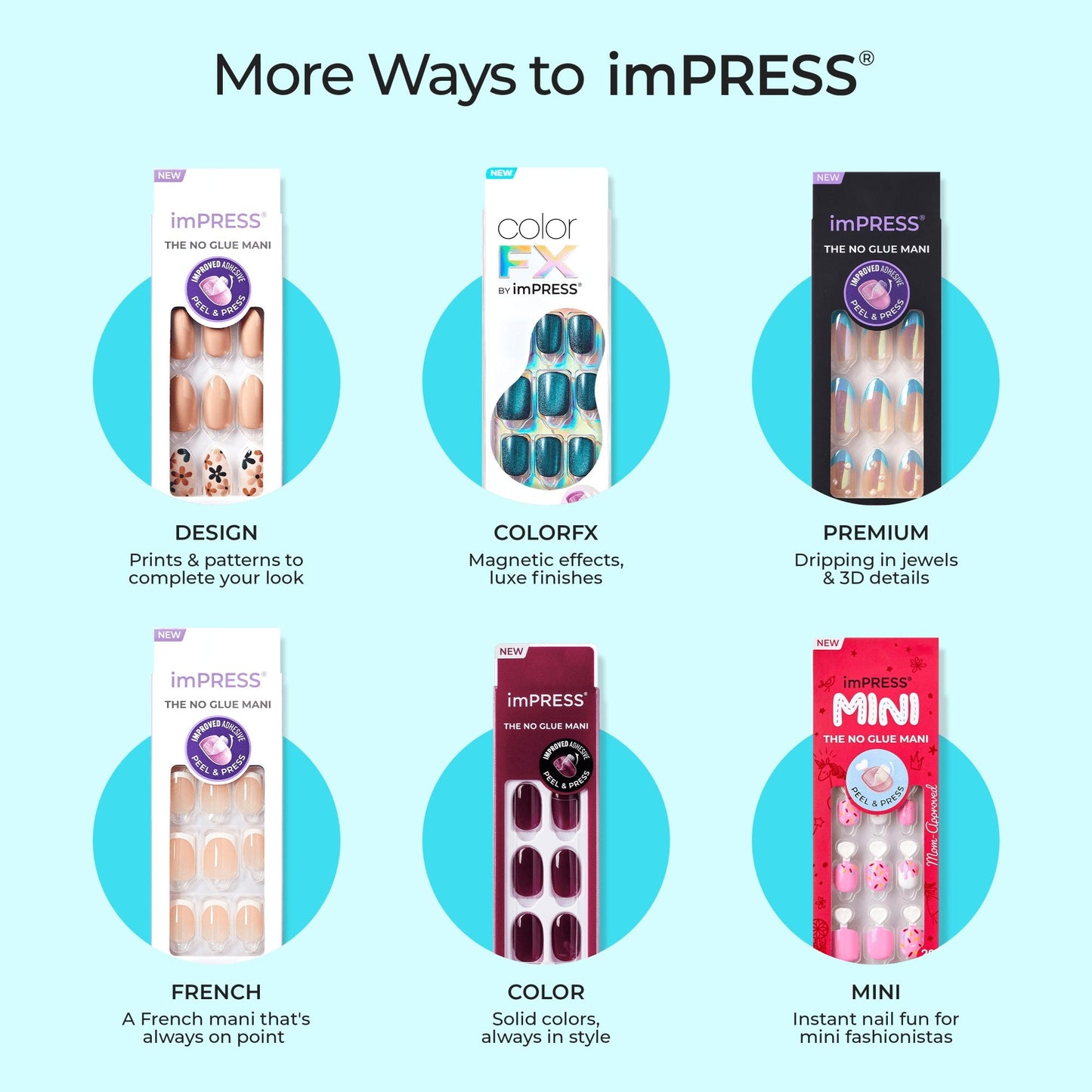 Impress Color No Glue Fake Press On Nails - Melting | Solid, Pink, Short, Squoval, Manicure