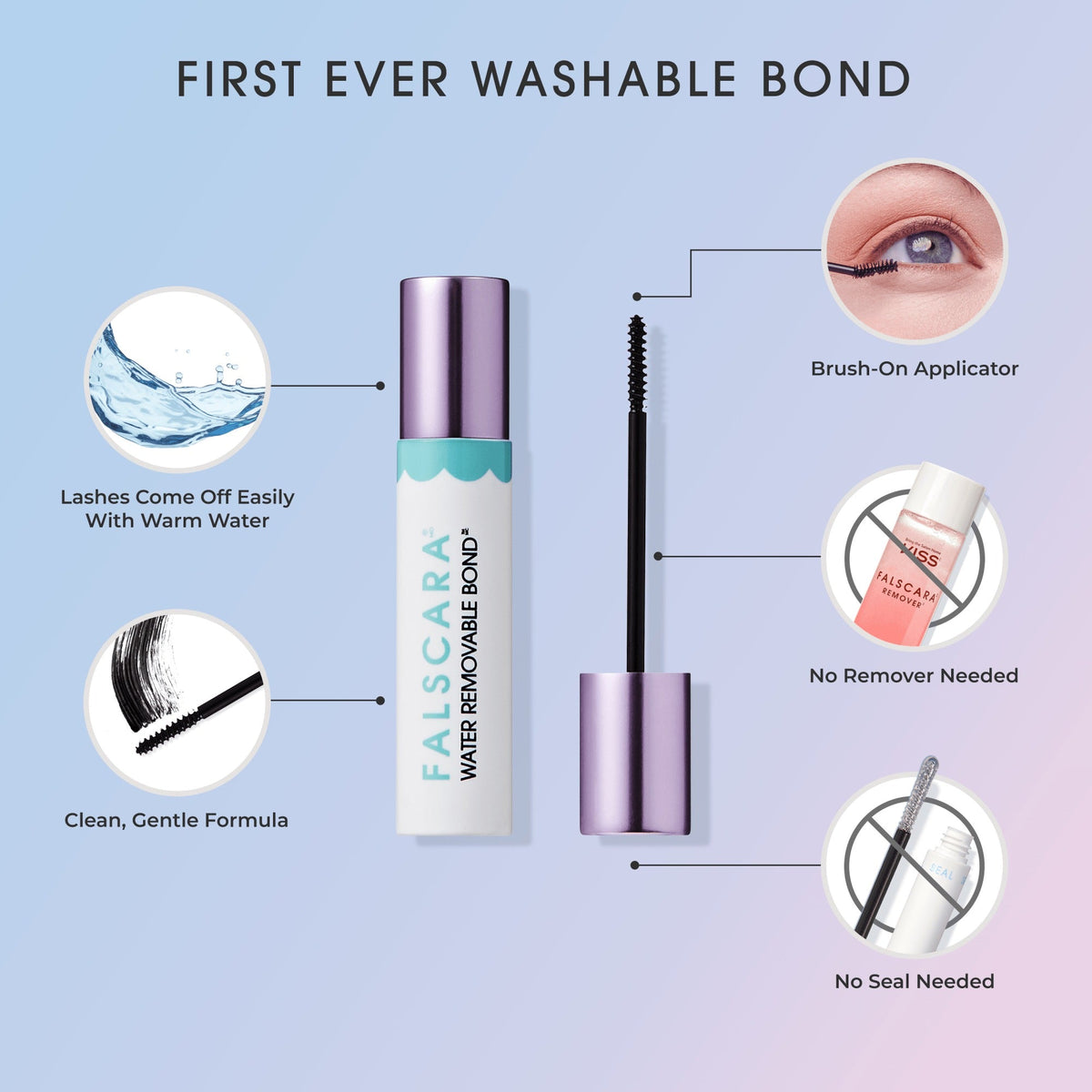 Falscara Studio False Lash Water Removable Bond | DIY Lash Extension Adhesive, Lash Bond, No Seal Needed