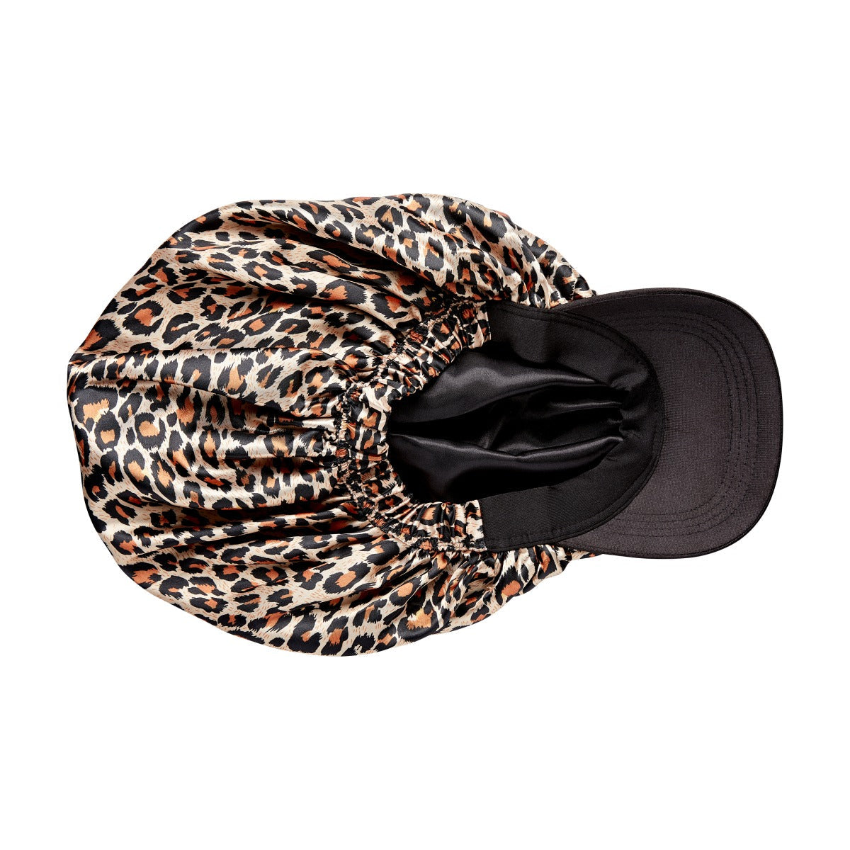 Kiss Colors & Care Silky Satin Visor Bonnet Cap - XL Leopard | Silk Bonnet, Day & Night, Hair Accessories