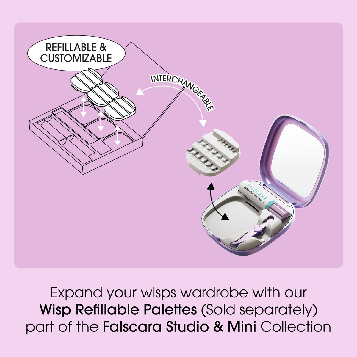 Falscara Studio Mini On-The-Go Kit - Classic Volume | DIY False Lash Extensions, Cluster Lash, Wispy Lashes, 36 Wisps, 8mm-12mm