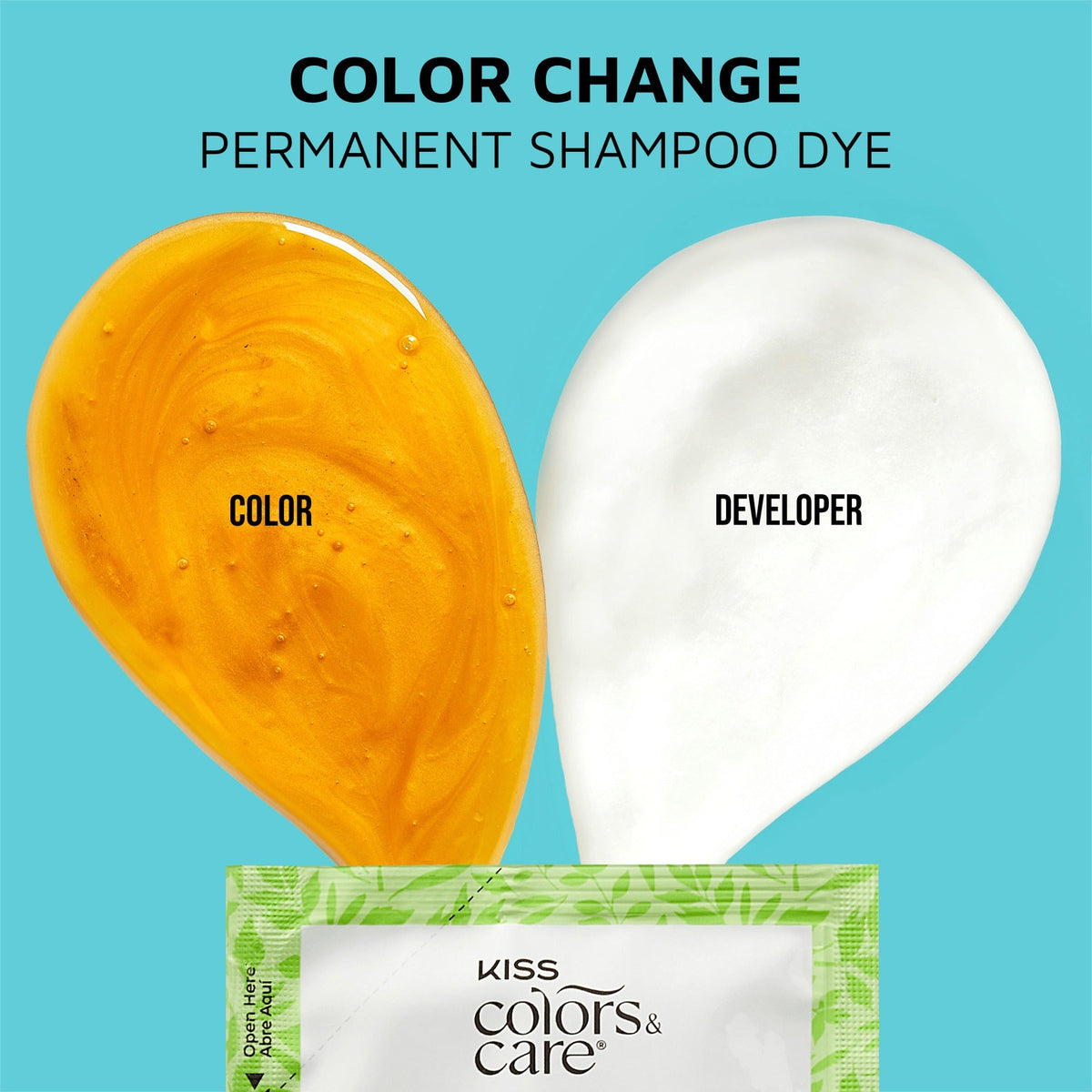 Kiss Colors & Care Color Change Permanent Shampoo Dye - Dark Brown | Permanent Shampoo Dye, Clarifying Shampoo, Sulfate-Free, Hair Color