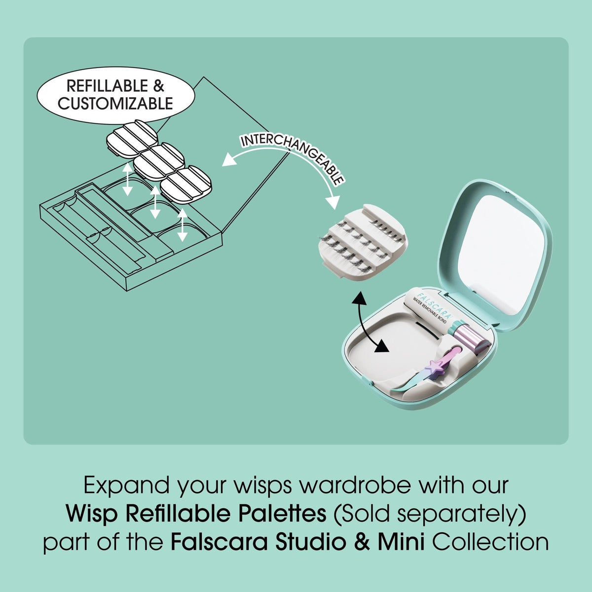 Falscara Studio Mini Festival On-The-Go Kit - Classic Volume | DIY False Lash Extensions, Cluster Lash, Wispy Lashes, 36 Wisps, 8mm-12mm