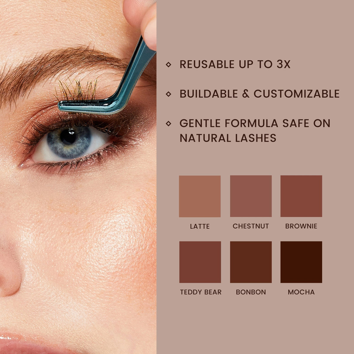 Falscara Brown Wisps Multipack - Teddy Bear | DIY False Lash Extensions, Medium Glam, Cluster Lash, Wispy Lashes, 30 Wisps, 12mm-16mm