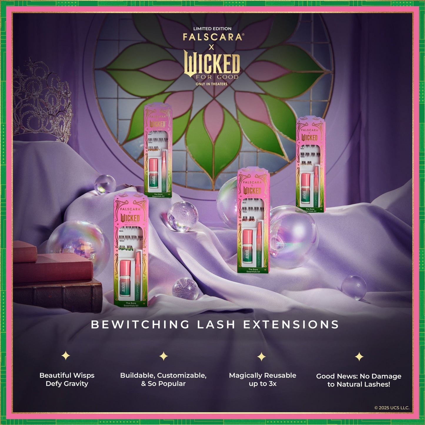 Falscara X WICKED: FOR GOOD | Go On, You're Free | DIY False Lash Extensions, Natural, Cluster Lash, Wispy Lashes, 10 Wisps, 8mm-10mm