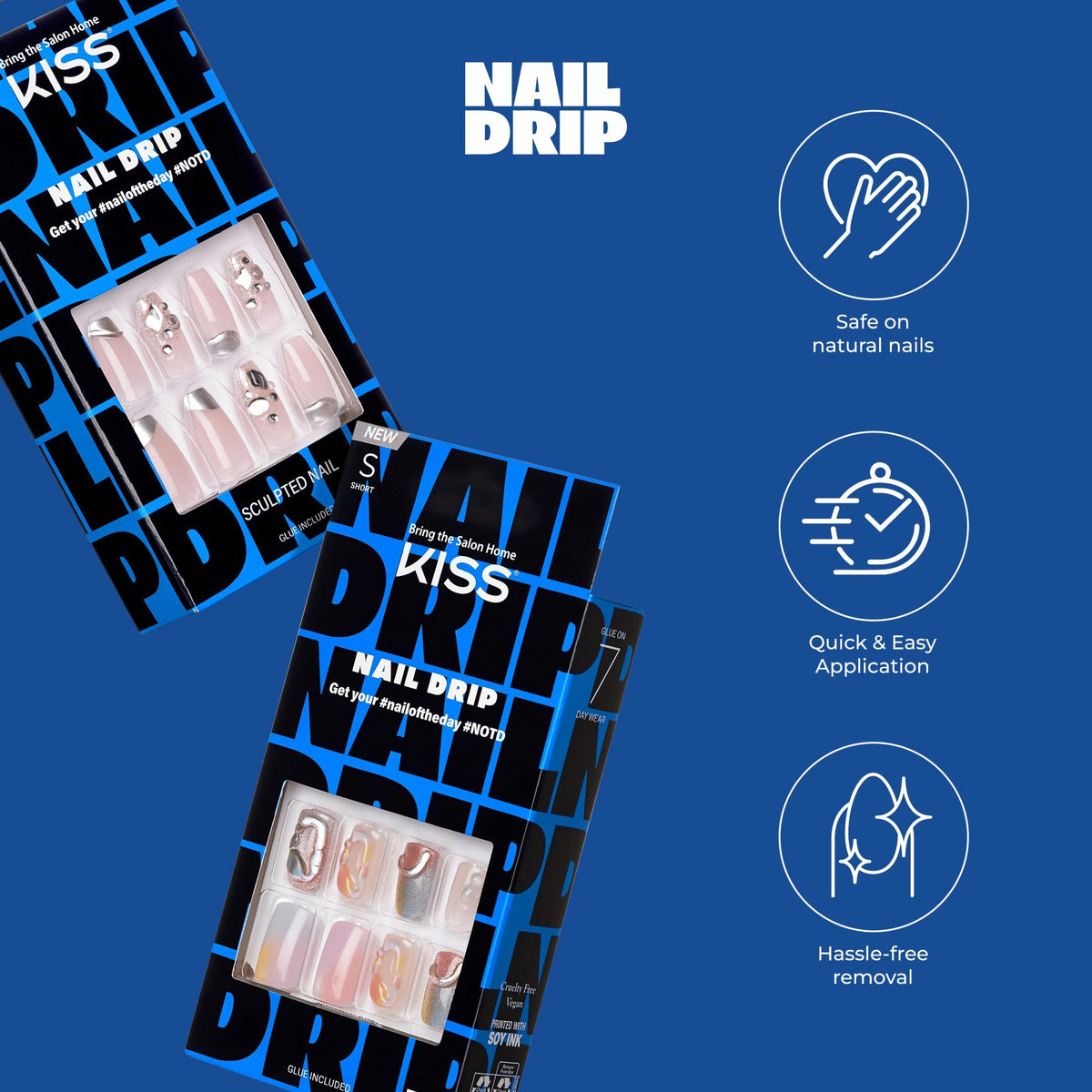 Kiss Nail Drip Press-On Glue Nails - Light Drip