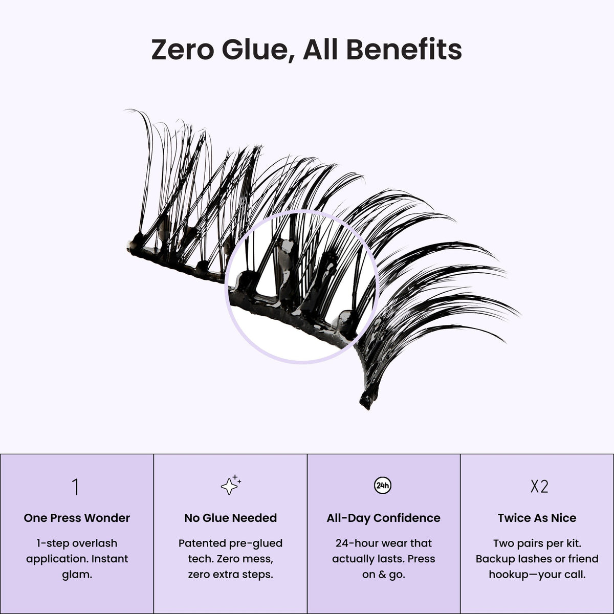 Impress Falsies Pre-Glued Strip False Eyelashes Starter Kit - Classic Natural | 2 Pairs, With Applicator, 12mm