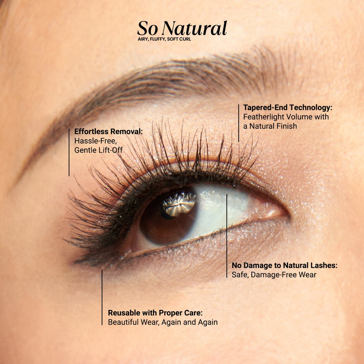 Kiss So Natural False Eyelashes - Shy Natural | 5 Pairs, Strip Lashes, 8mm-10mm