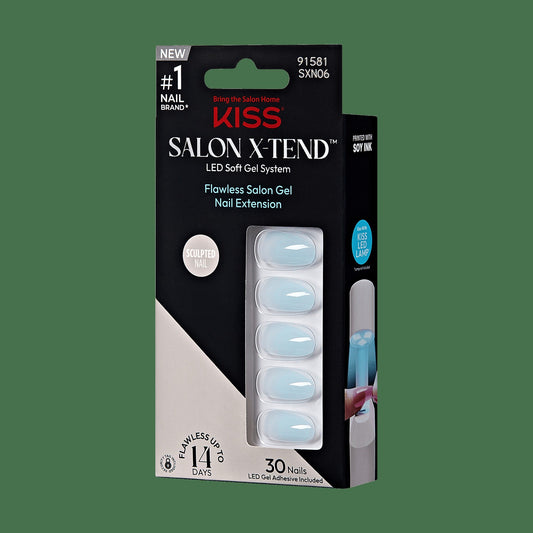 Kiss Salon X-tend Color Press On Soft Gel Nails - Choices | Solid, Blue, Medium, Almond