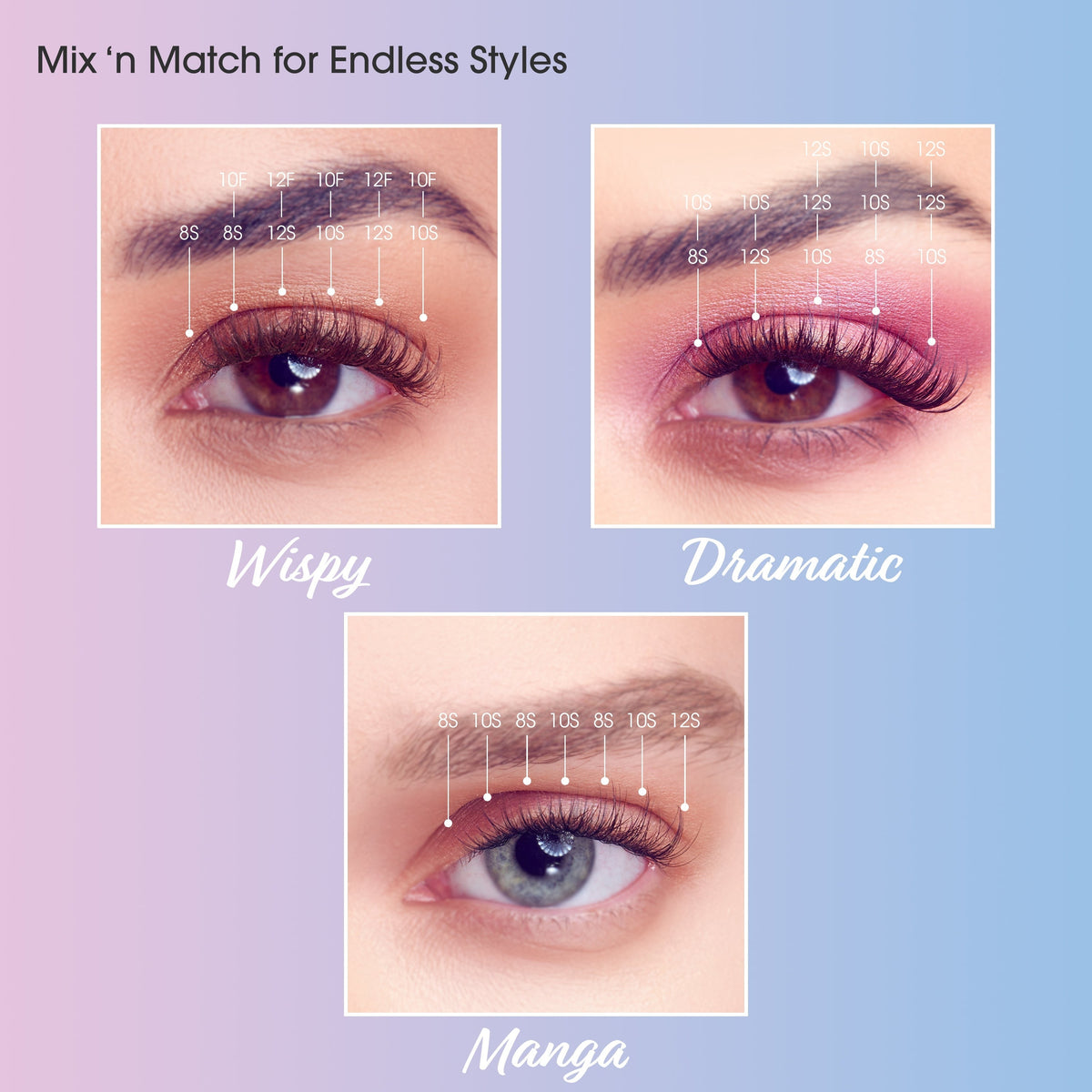 Falscara Studio Lash Extension Kit - Delicate | DIY False Lash Extensions, Natural, Cluster Lash, Wispy Lashes, 54 Wisps, 8mm-12mm
