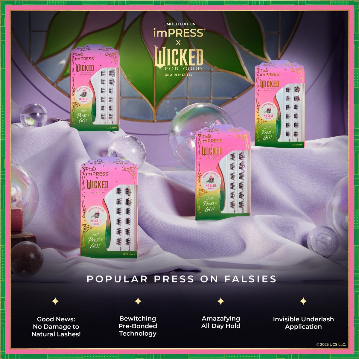 Impress X WICKED: FOR GOOD | Friends Till The End | 12 Lash Clusters, 8mm-10mm