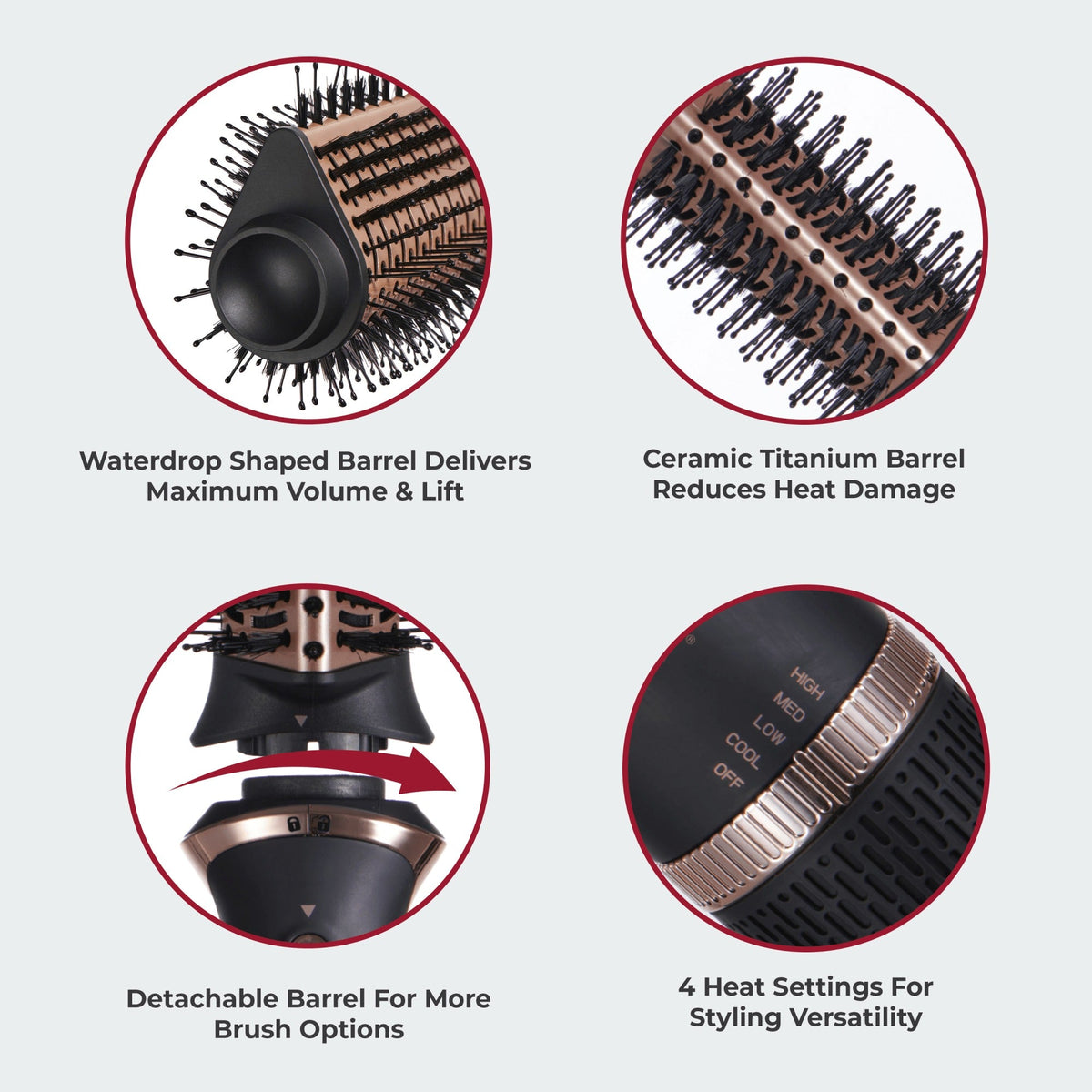 Kiss Volume & Style Boosting 2-in-1 Air Brush | Hair Straightener, Hair Tools