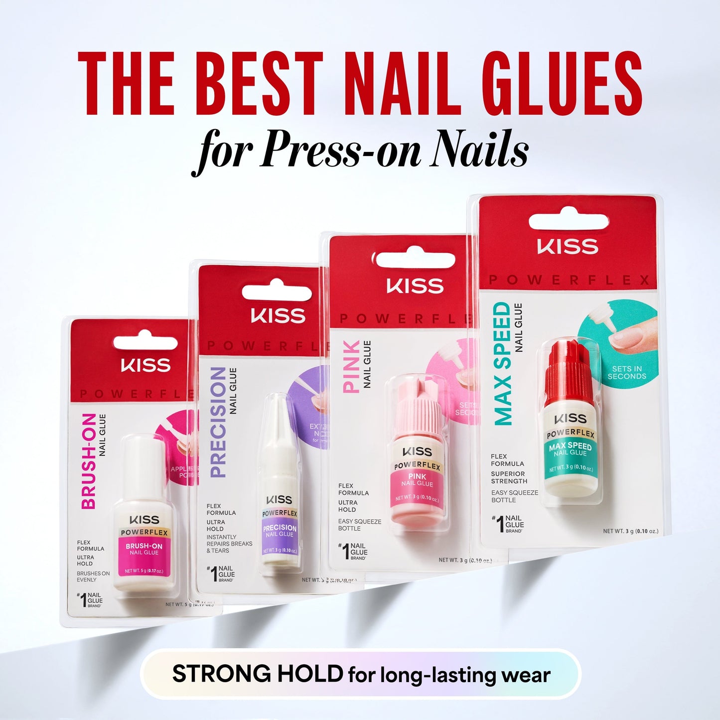 Kiss PowerFlex Brush-On Fake Nail Glue - 0.17 oz. | Nail Adhesive, Press-On Glue, Applies Like Polish, Lasting Wear