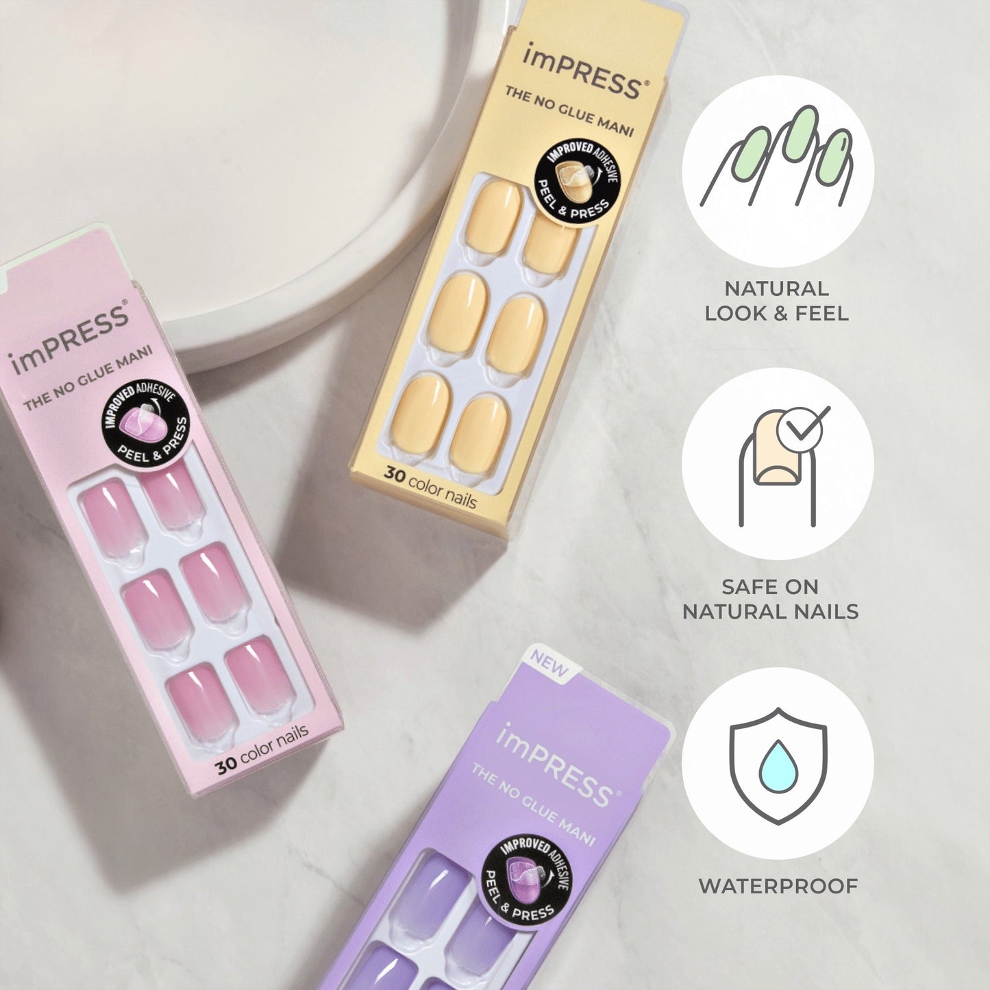 Impress Color No Glue Fake Press On Nails - Over You | Solid, Red, Short, Oval, Manicure