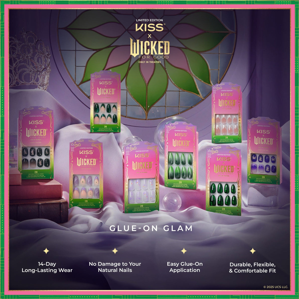 Kiss X WICKED: FOR GOOD | Glow With Glinda | Design, Purple, Short, Oval