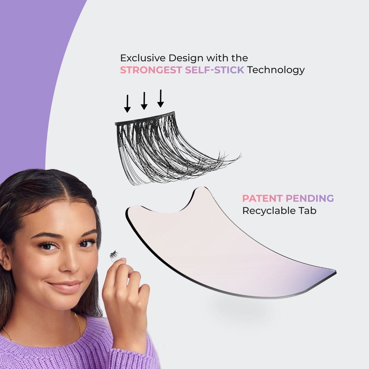 Impress Falsies easy tab Pre-Glued False Eyelashes - Demi Wispy | 1 Pair of Half Lash & 2 Lash Clusters, 8mm-13mm