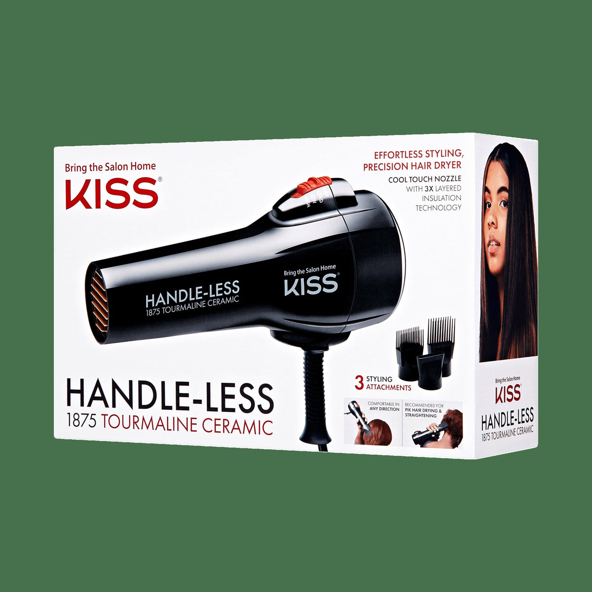 Kiss Handle-Less 1875 Ceramic Tourmaline Hair Dryer | Blow Dryer, Ceramic Ionic Dryer, Hair Tools