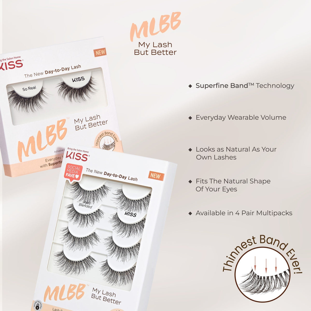 Kiss My Lash But Better False Eyelashes 4-Pair Multipack - So Real | 4 Pairs, Strip Lashes, 16mm