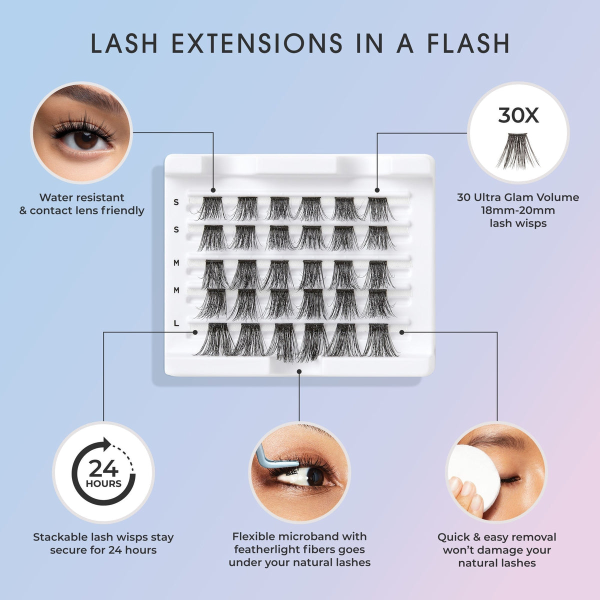Falscara Wisps Multipack - Extra Drama Volume | DIY False Lash Extensions, Ultra Glam, Cluster Lash, Wispy Lashes, 30 Wisps, 18mm-20mm