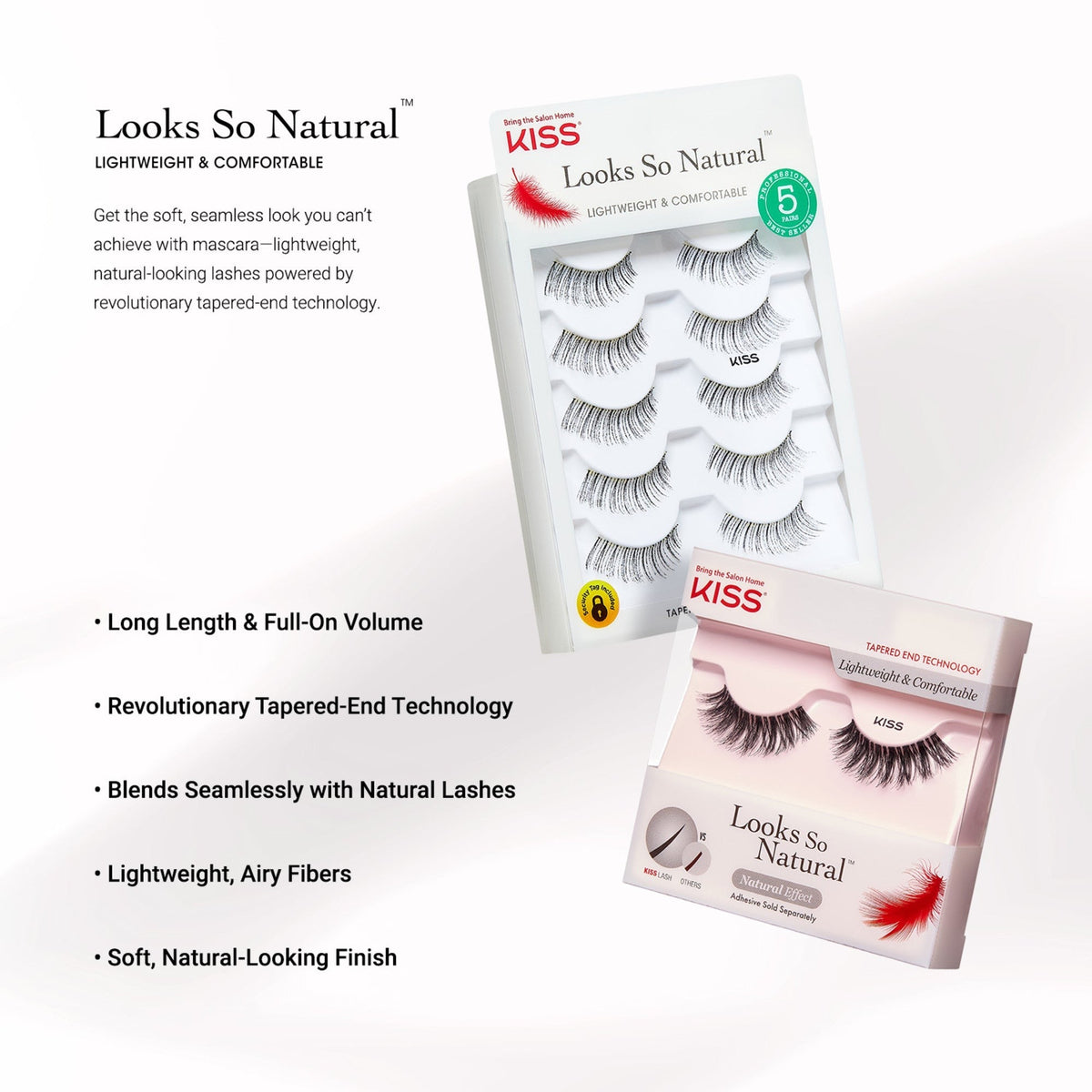 Kiss Looks So Natural False Eyelashes Multipack - Sultry | 5 Pairs, Strip Lashes, 12mm