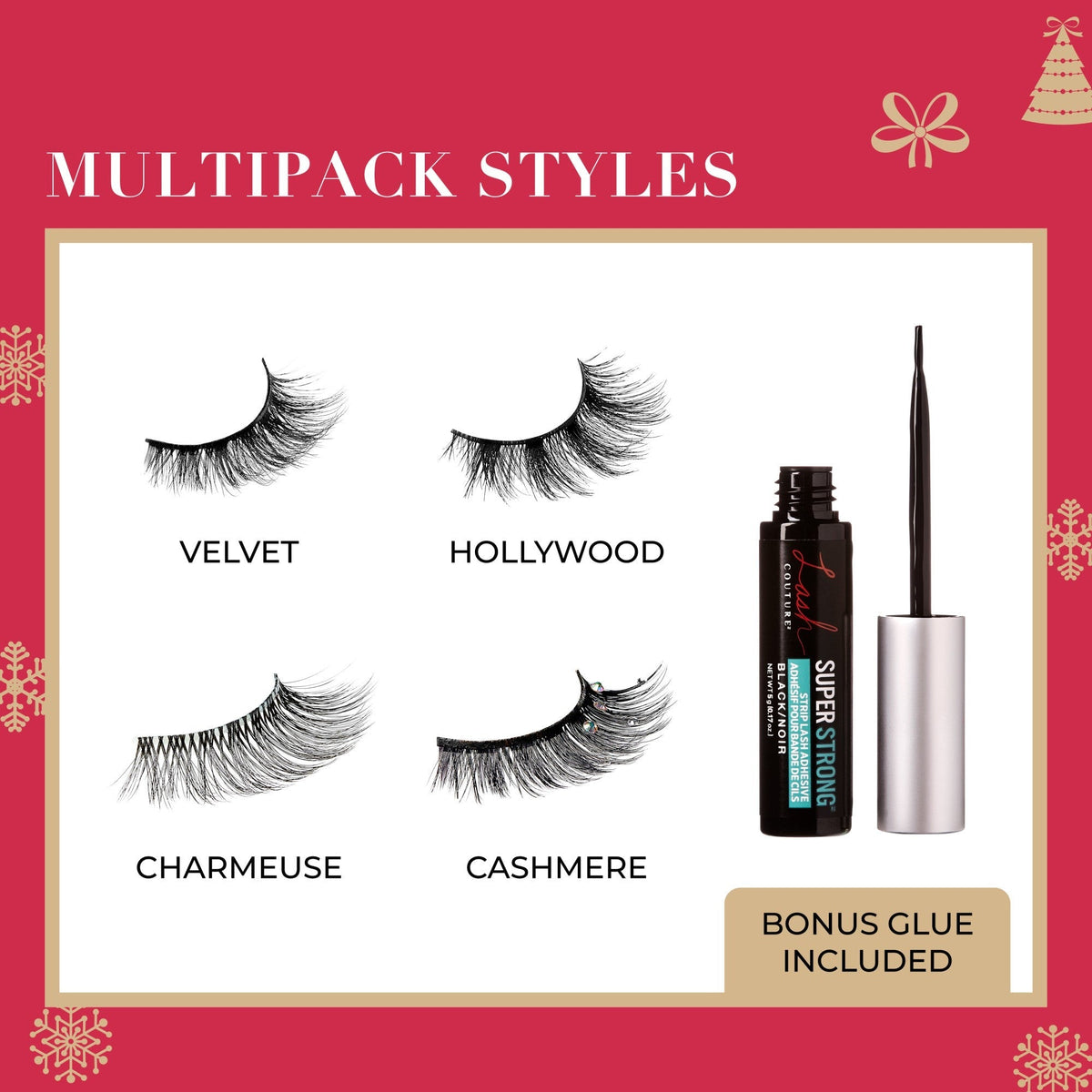 Kiss Lash Couture LuXtensions Holiday False Eyelashes Multipack - Cashmere Jewel | 4 Pairs, Strip Lashes, 14mm-18mm