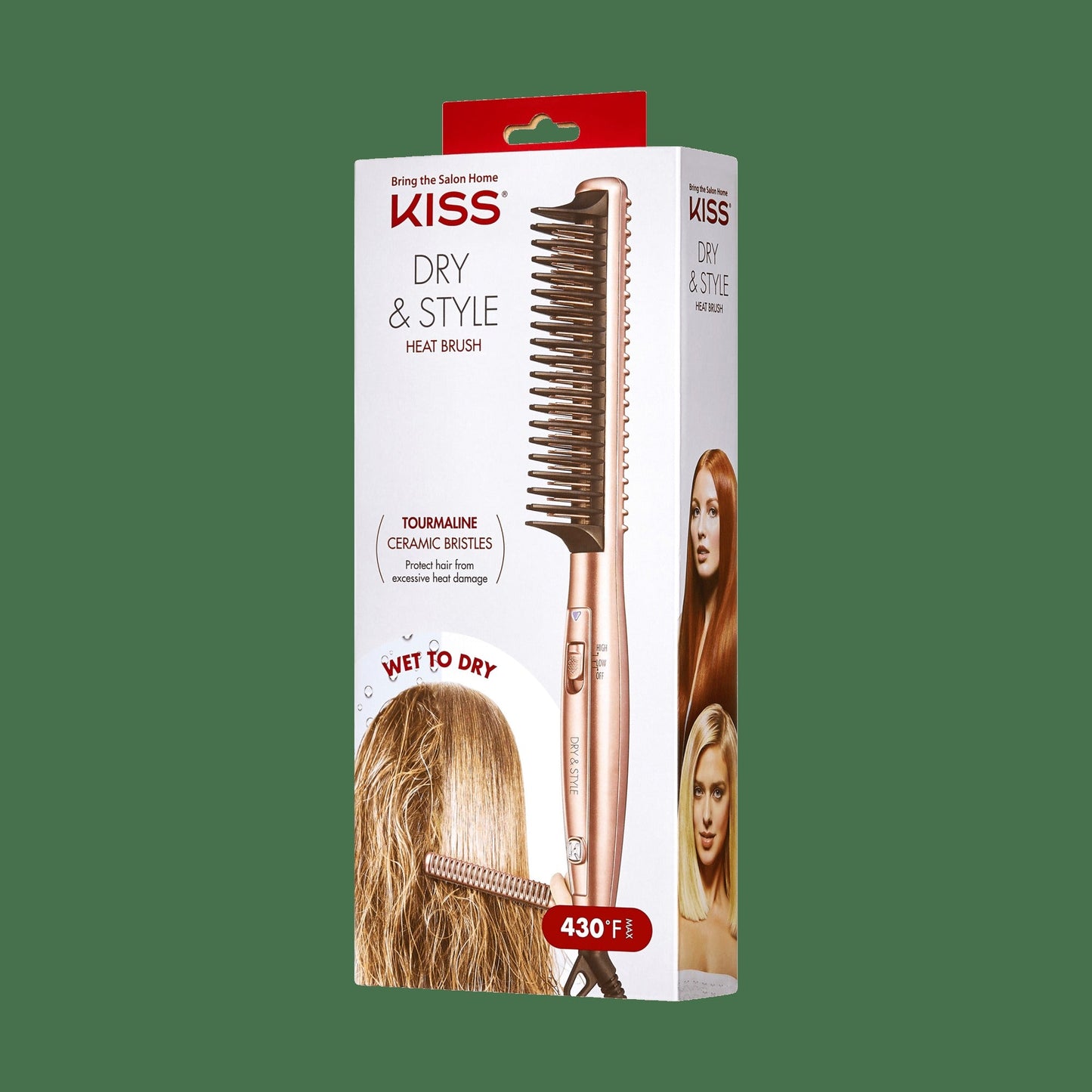 Kiss Dry & Style Tourmaline Ceramic Heat Brush | Hair Straightener, Hair Tools