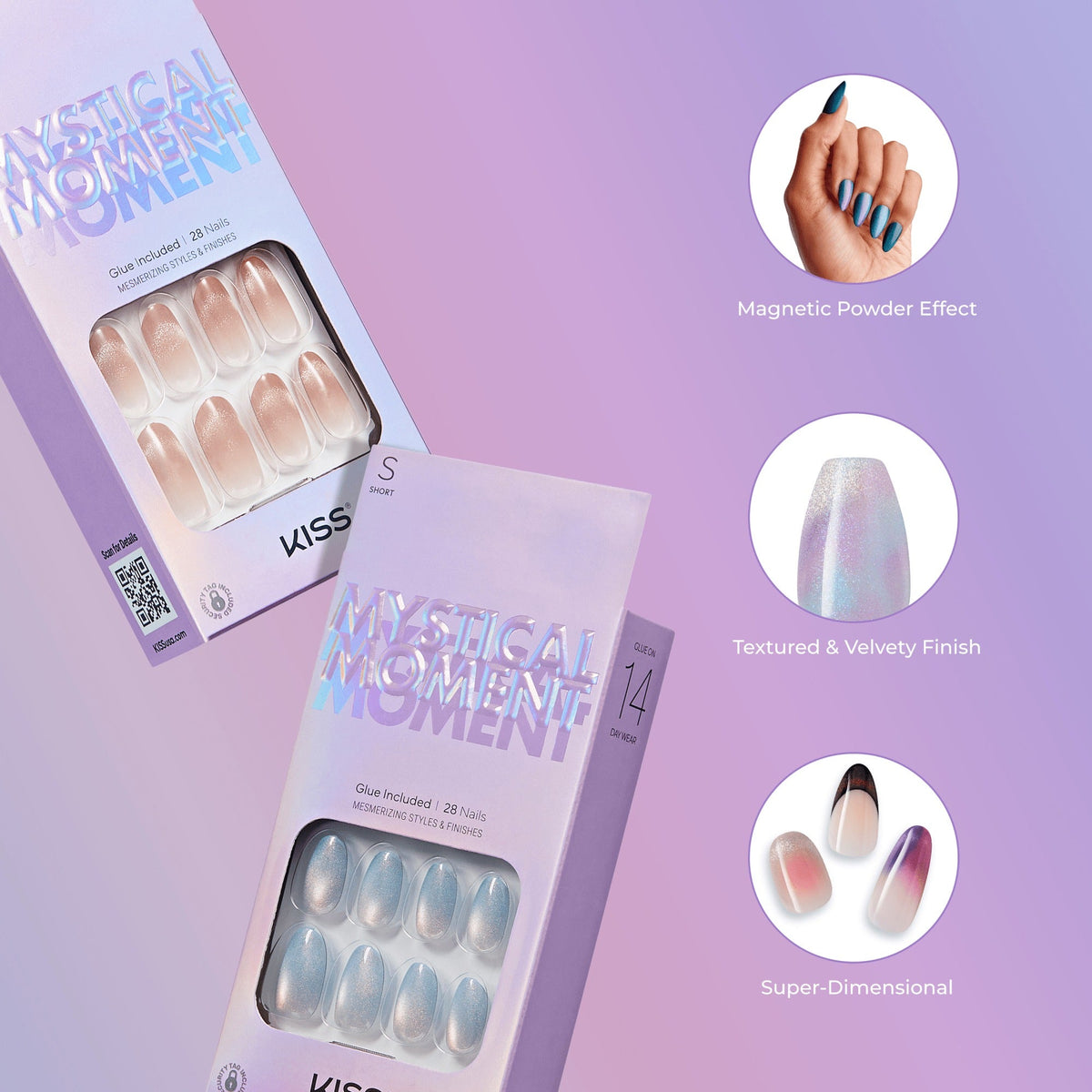 Kiss Mystical Moment Press On Glue Nails - Glimmer