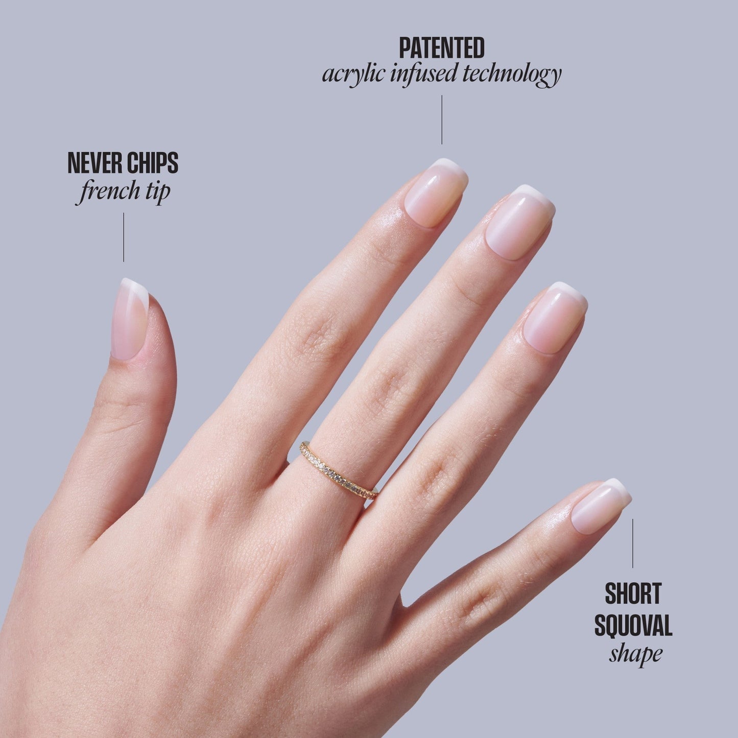 Kiss Core French Press On Fake Glue Nails - My Darling | French Tips, Neutral, Short, Squoval