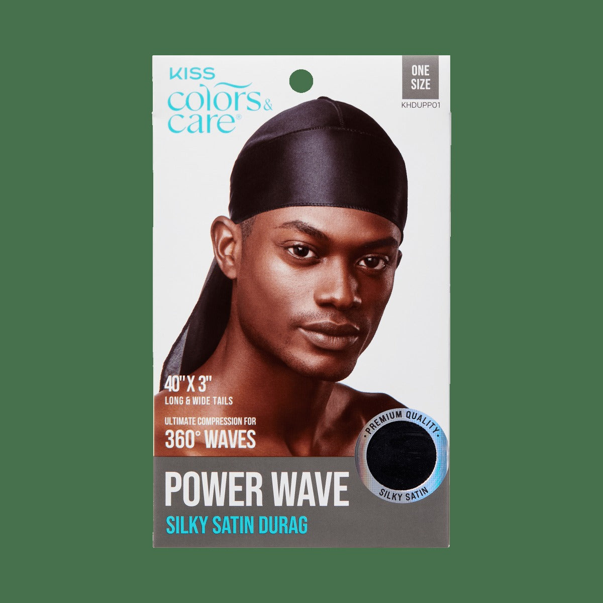 Kiss Colors & Care Power Wave Silky Satin Durag - Black | Silk Durag, Wave Cap, One Size, Hair Accessories