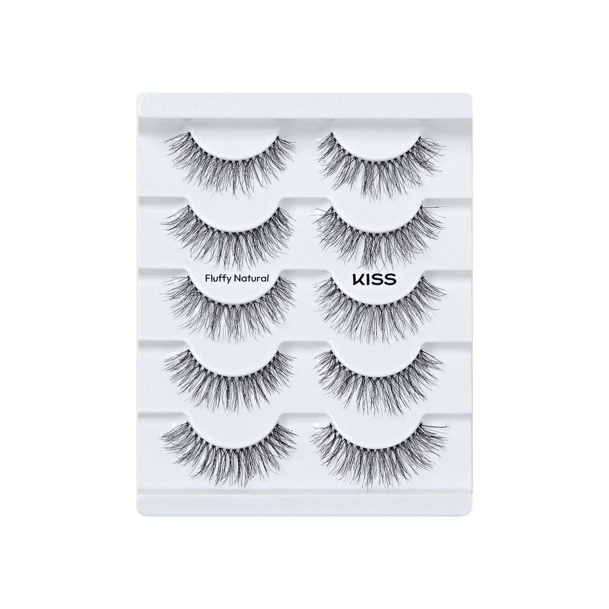 Kiss So Natural False Eyelashes - Fluffy Natural | 5 Pairs, Strip Lashes, 10mm-12mm