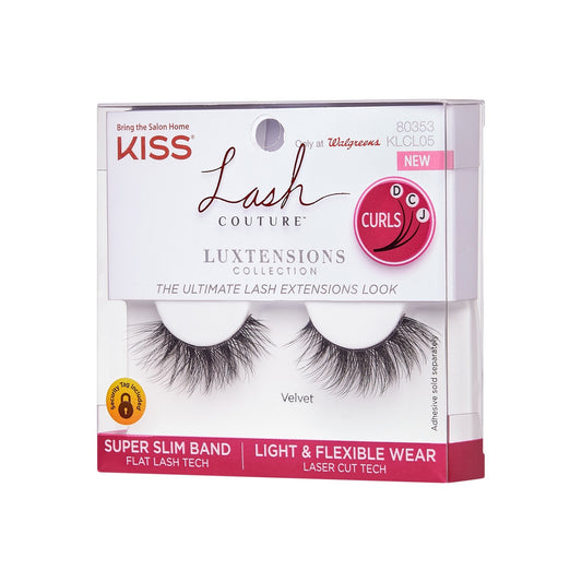 Kiss Lash Couture LuXtensions False Eyelashes - Velvet | 1 Pair, Strip Lashes, 12mm
