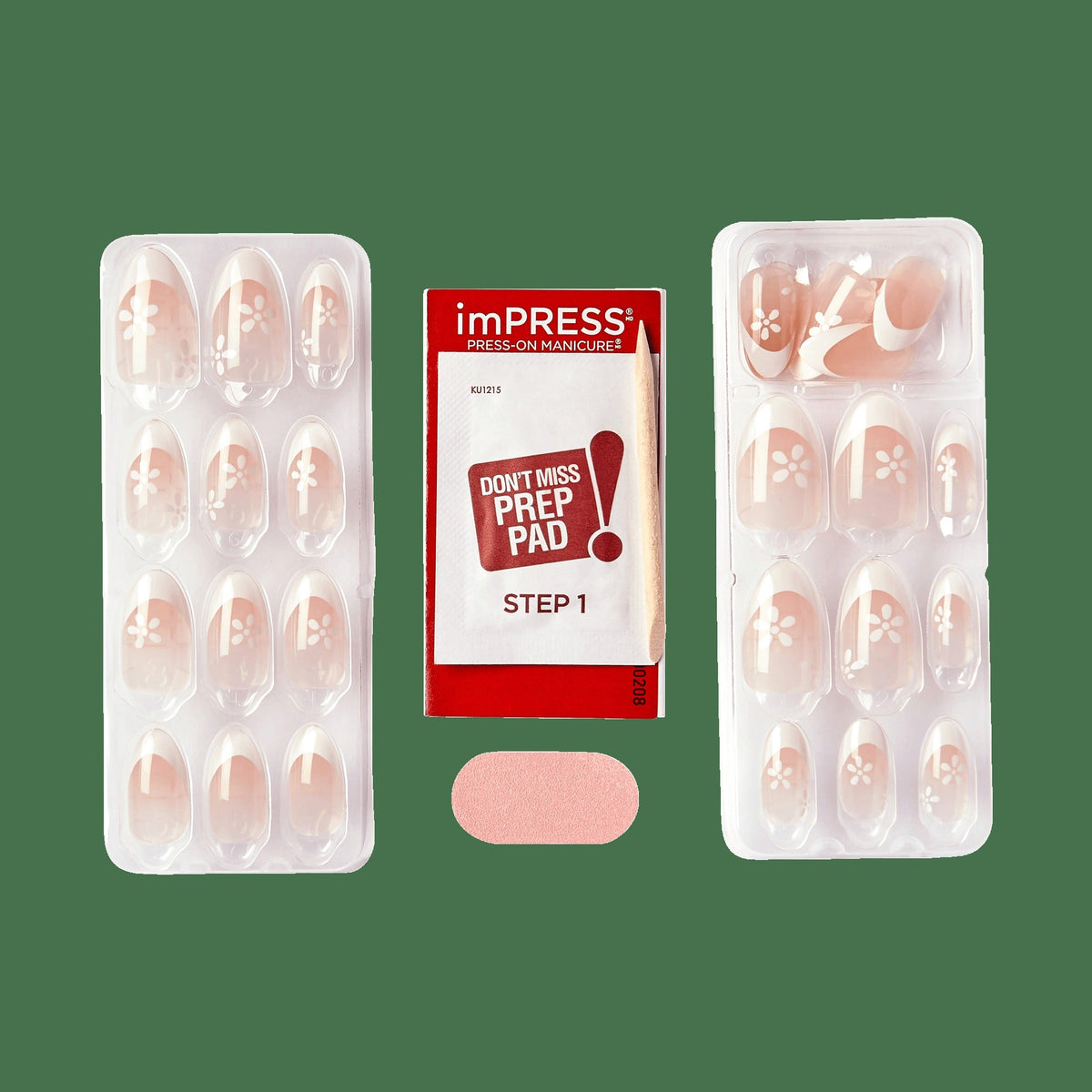 Impress French No Glue Fake Press On Nails - Fearless | French Tips, White & Neutral, Medium, Almond, Manicure