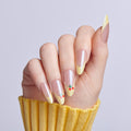 Kiss Core Design Press On Fake Glue Nails - Post Summer | French Design, Yellow, Long, Almond