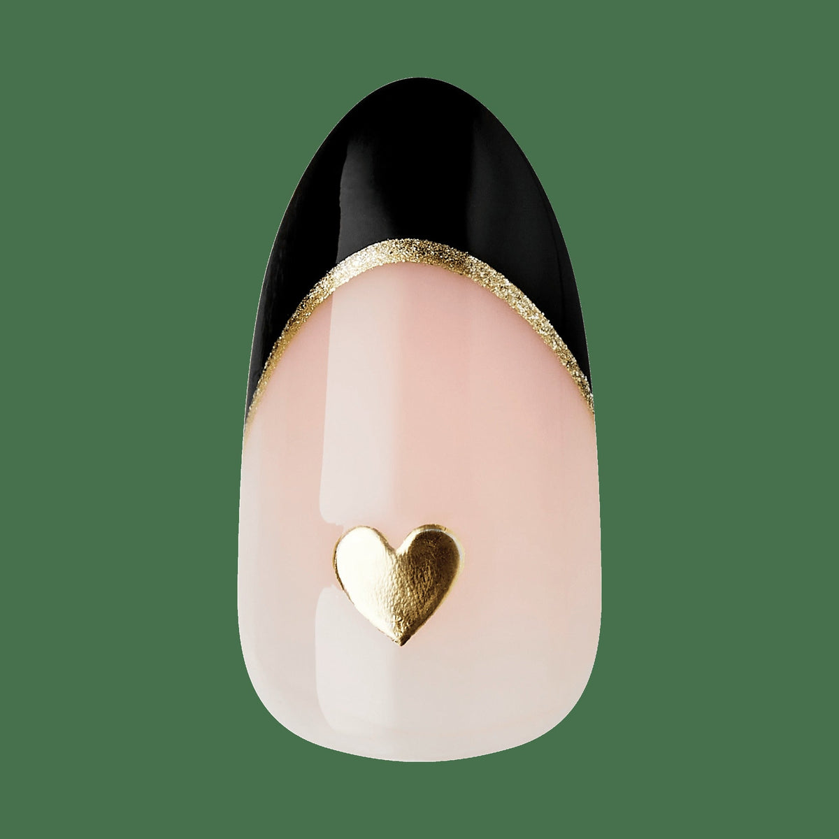 Impress Design No Glue Fake Press On Nails - Positive | French Design, Black, Medium, Almond, Manicure