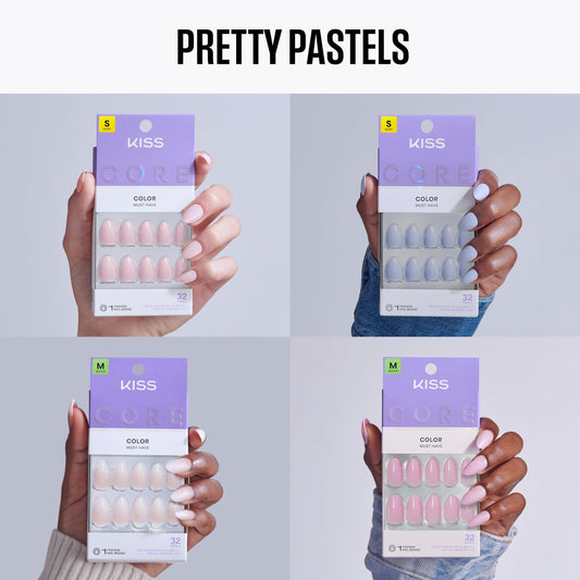 Kiss Core Color Press On Glue Nails Bundle - Pretty Pastels