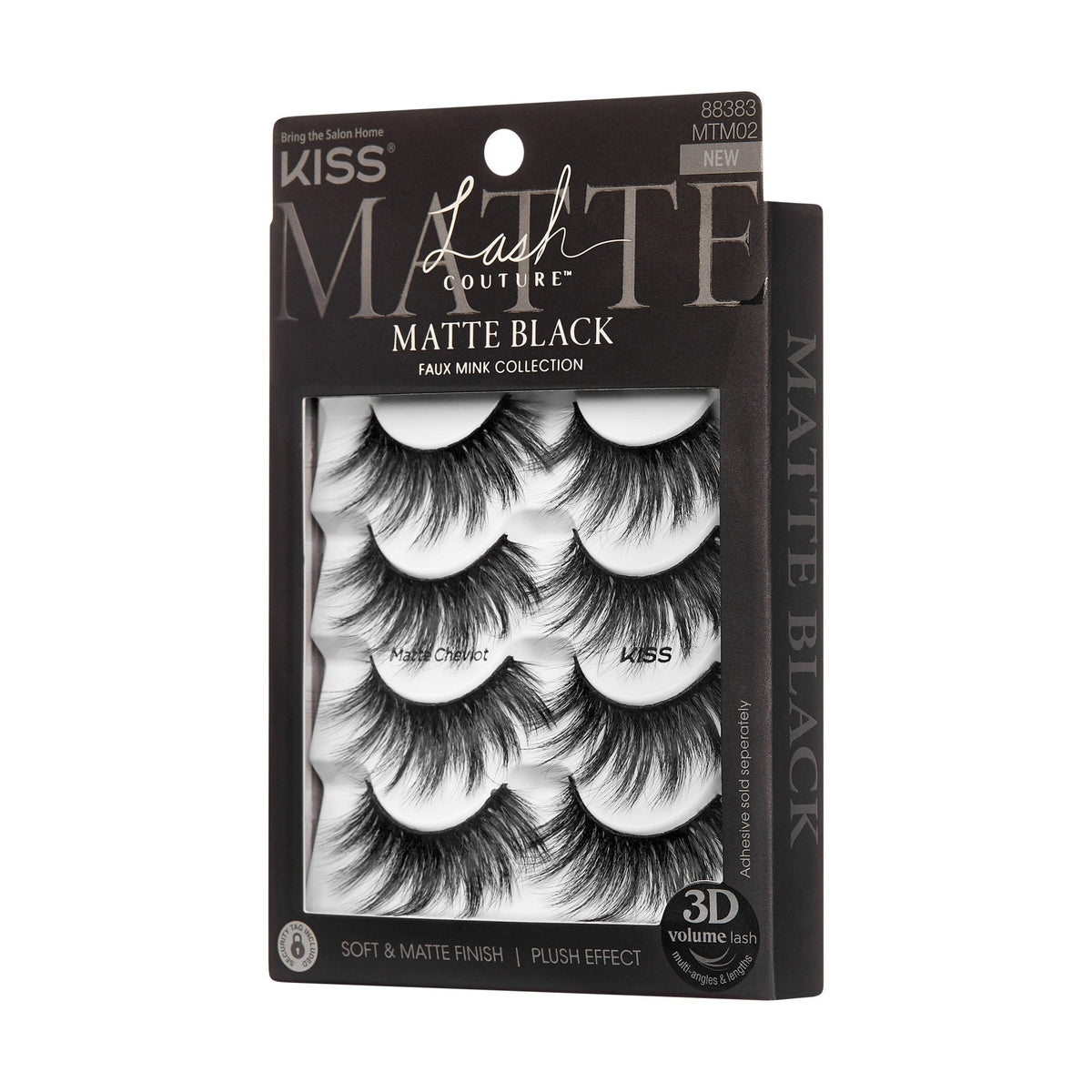 Kiss Lash Couture Matte Black False Eyelashes Multipack - Matte Cheviot | 4 Pairs, Strip Lashes, 18mm-20mm