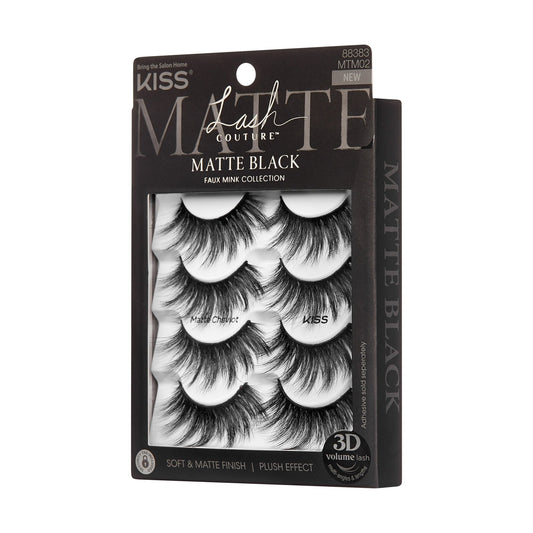Kiss Lash Couture Matte Black False Eyelashes Multipack - Matte Cheviot | 4 Pairs, Strip Lashes, 18mm-20mm