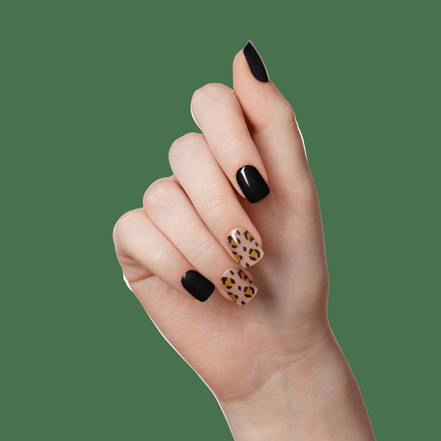 Impress Design No Glue Fake Press On Nails - Romantique | Design, Black, Short, Squoval, Manicure