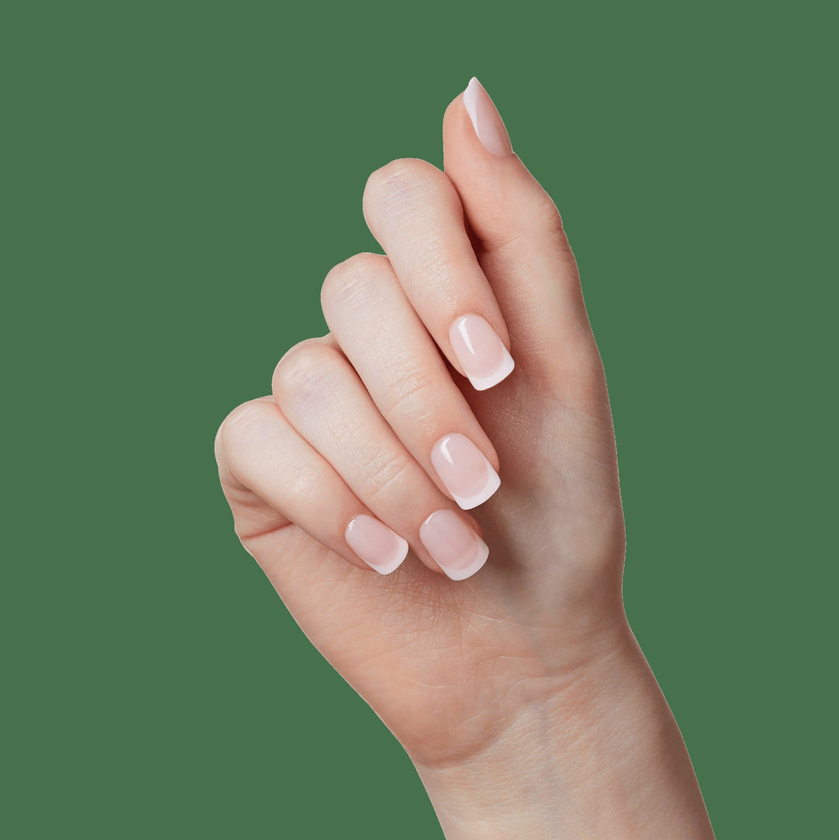 Impress French No Glue Fake Press On Nails - Heroic | French Tips, White & Neutral, Short, Squoval, Manicure