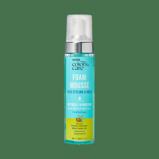 Kiss Colors & Care Foam Mousse | Flex Styling & Hold, Defining Mousse, Styling Mousse, Ideal For All Hair Types, 8.5 oz, Hair Care