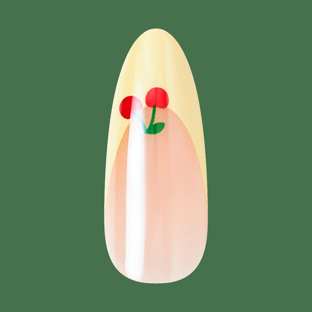 Kiss Core Design Press On Fake Glue Nails - Post Summer | French Design, Yellow, Long, Almond