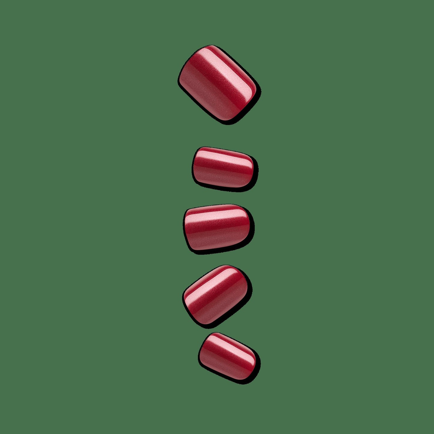 Impress Color No Glue Fake Press On Nails - Red Velvet | Solid, Red, Short, Squoval, Manicure