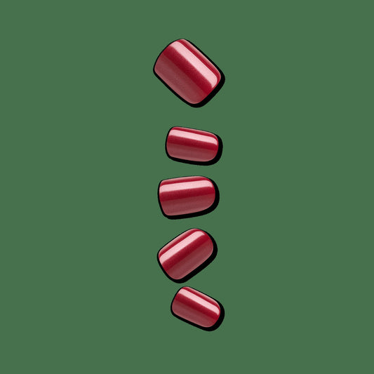 Impress Color No Glue Fake Press On Nails - Red Velvet | Solid, Red, Short, Squoval, Manicure