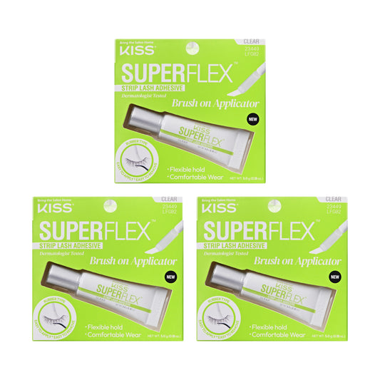 Kiss Super Flex Latex Strip Lash Adhesive - Clear 3- Pack