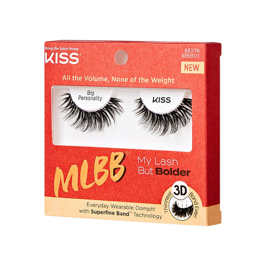 Kiss My Lash But Bolder 3D Volume False Eyelashes - Big Personality | 1 Pair, Strip Lashes, 14mm