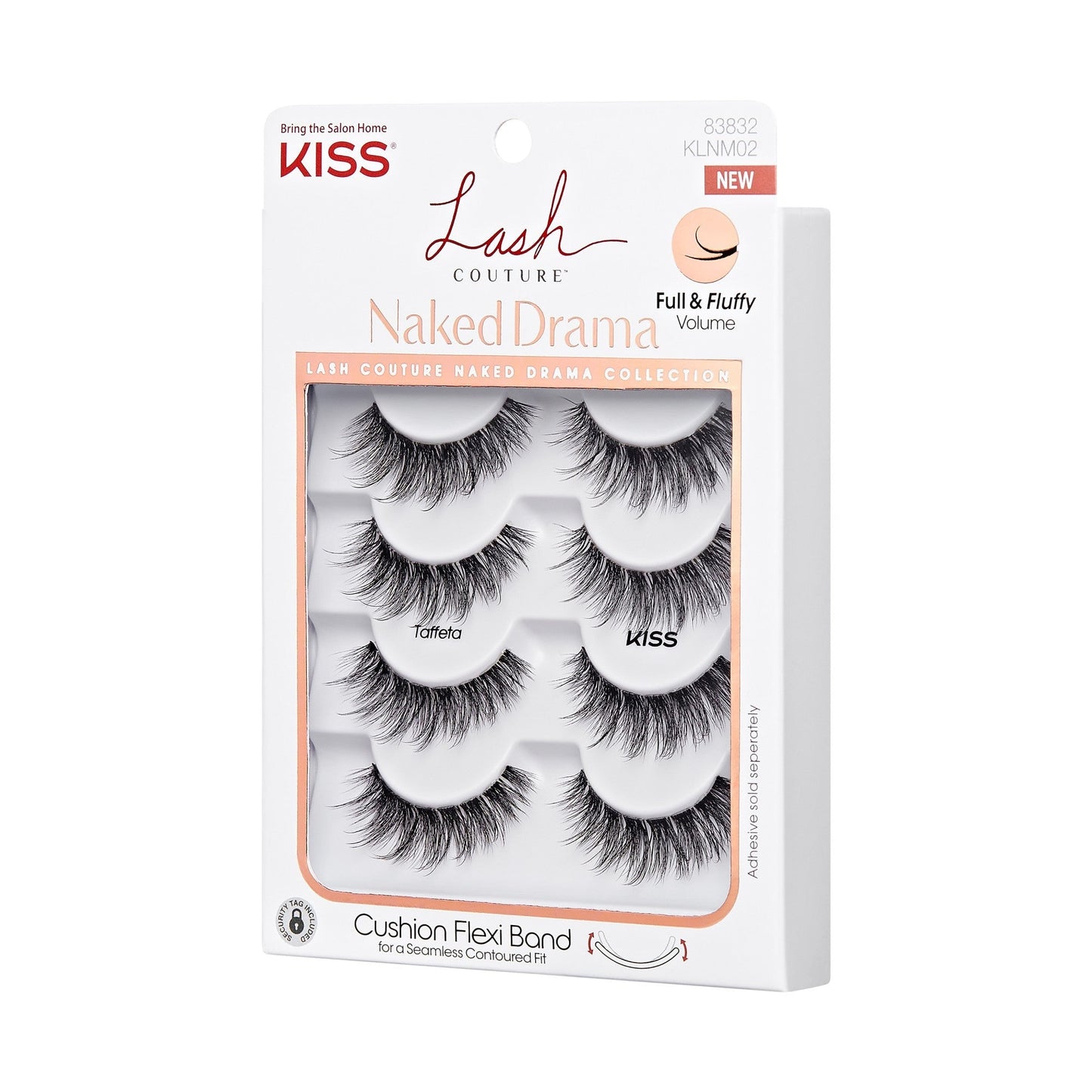 Kiss Lash Couture Naked Drama False Eyelashes Multipack - Taffeta | 4 Pairs, Strip Lashes, 14mm