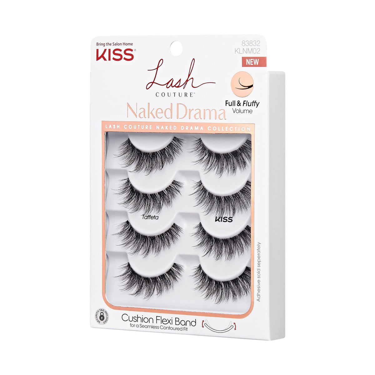 Kiss Lash Couture Naked Drama False Eyelashes Multipack - Taffeta | 4 Pairs, Strip Lashes, 14mm